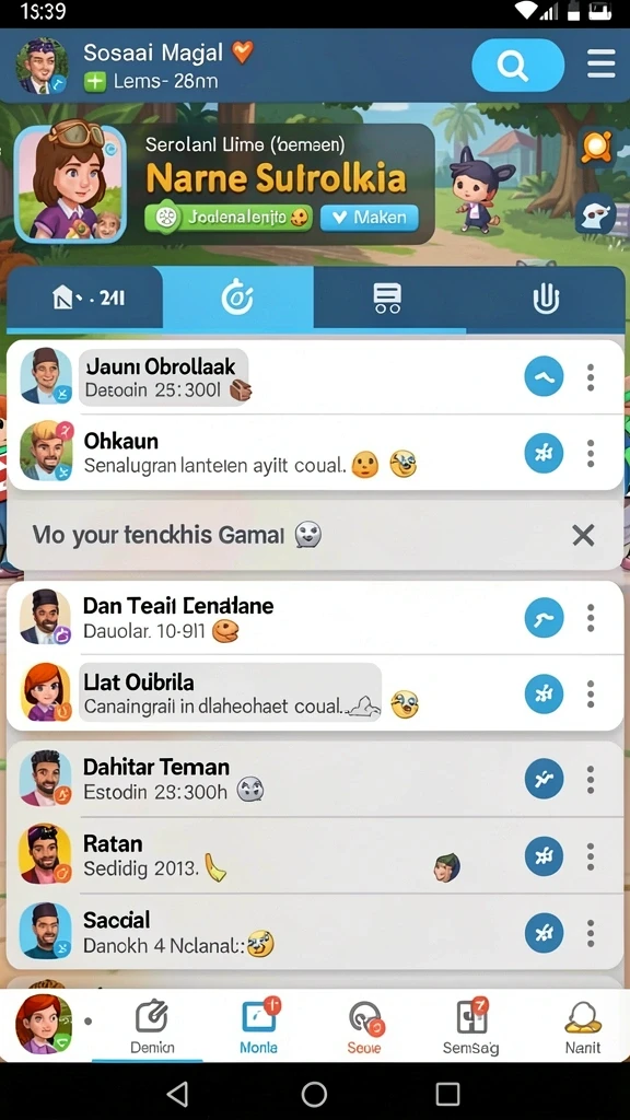 Screenshot menampilkan karakter dengan kostum unik.