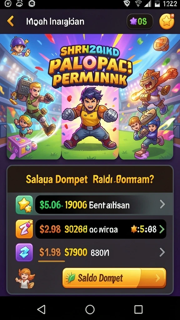 Tampilan awal permainan dengan karakter unik.
