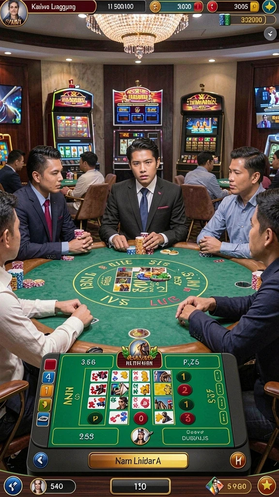 Gambar saat permainan sedang berlangsung dengan beberapa pemain.