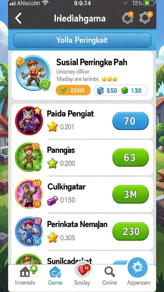 Rintangan yang menantang di setiap level.